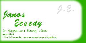 janos ecsedy business card